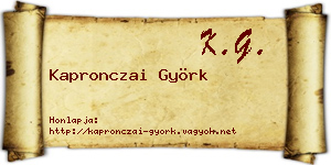 Kapronczai Györk névjegykártya